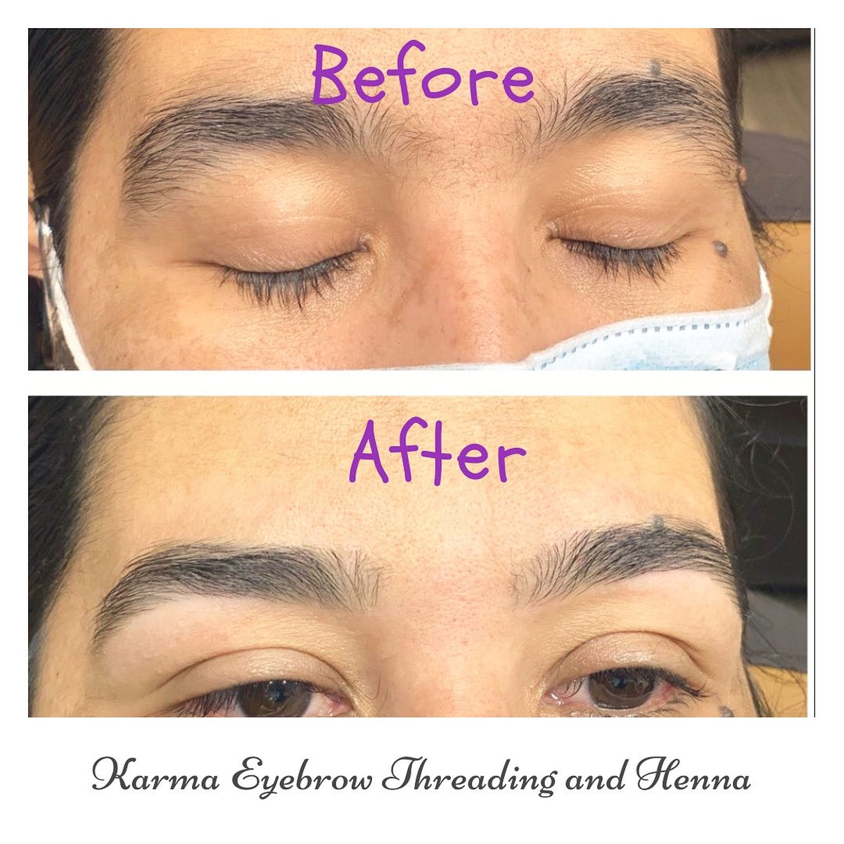 Diseño de cejas con hilo - Antes y después